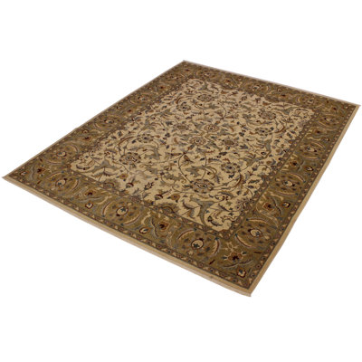 Tapis vert clair / ivoire / bleu clair en laine noué à la main 8 pi 3 po x 10 pi 1 po Abagail