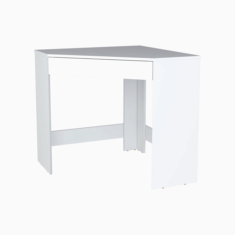 Bureau de coin blanc spacieux avec tiroir