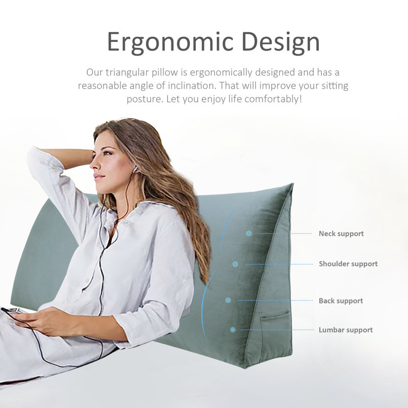 Triangular Backrest Cushion, 50cm x 160cm, Grey