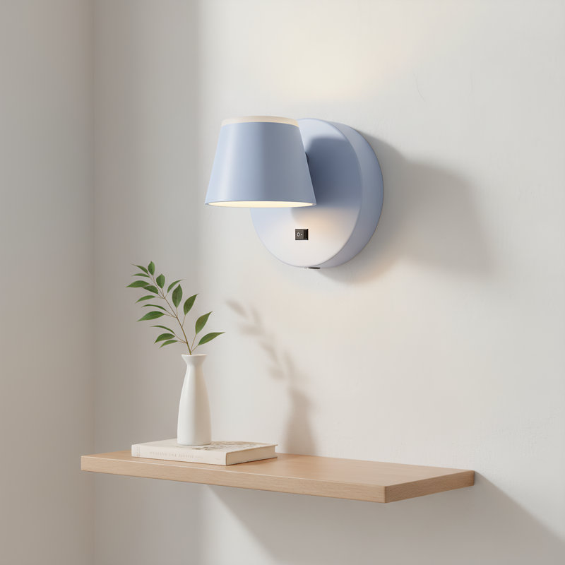 360° Rotation Led Rechargeable Battery Operated Wall Sconce With Remote, Blue