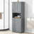 Tall Grey Bathroom Cabinet With Laundry Basket, Large Storage Space Tilt-Out Hamper And Upper Cabinet-471546671