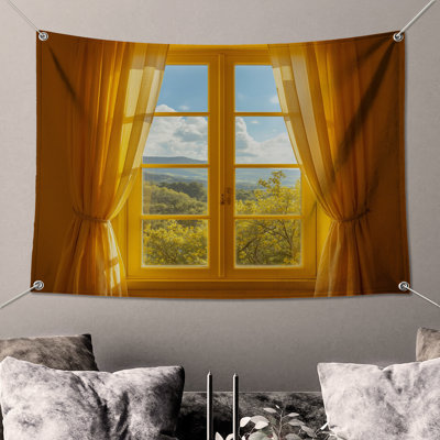 Sunny Window View Wall Tapestry - Window Wall Decor