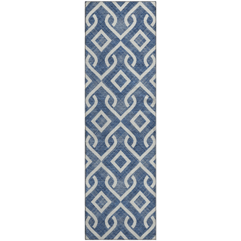 Premium Machine Washable Cerrito Navy Rug, Runner 2'3" x 7'6"