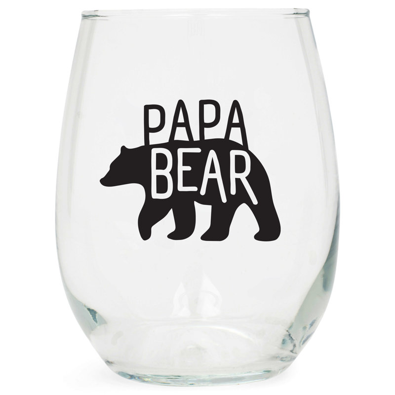 Wine Glass Papa Bear 15 Oz