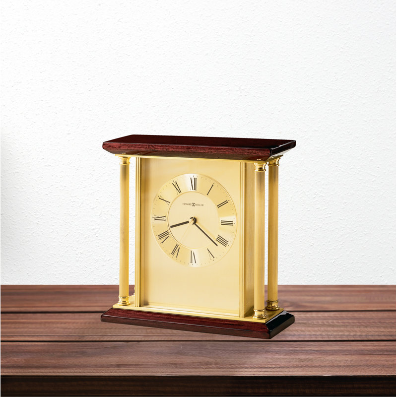 Carlton Tabletop Clock in Rosewood/Brushed Brass