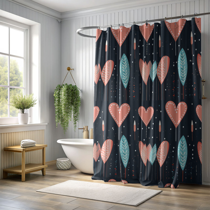 Passion Motifs - Rideau de douche Premium, H 74 po x l 71 po