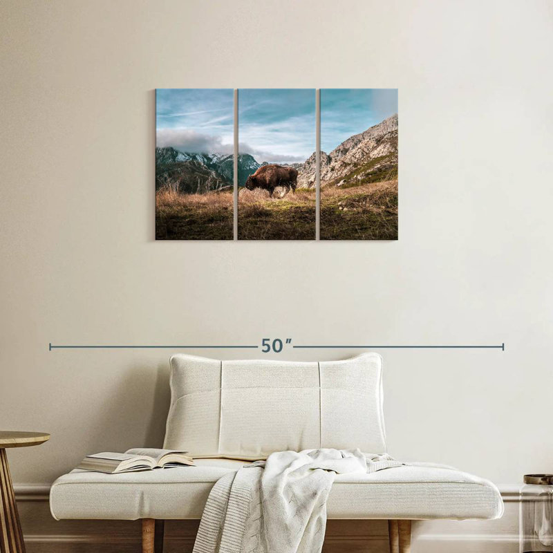Brampt Bison On A Mountain, 20" H x 33" W