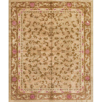 Antique Wool Yellow / Gold Orange Hand Knotted Pile Rug