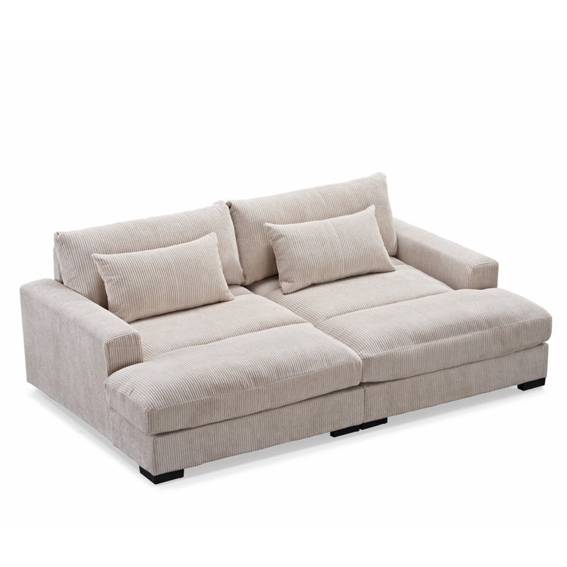 89.8'' Corduroy Sofa, Beige Corduroy