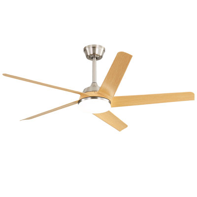 Ventilateur de plafond moderne de 52 pouces avec lumière DEL à intensité variable et télécommande 5 pales en ABS 3 couleurs