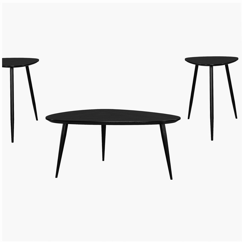 Ensemble de tables basses et de tables de bout noires 3 pièces Xander