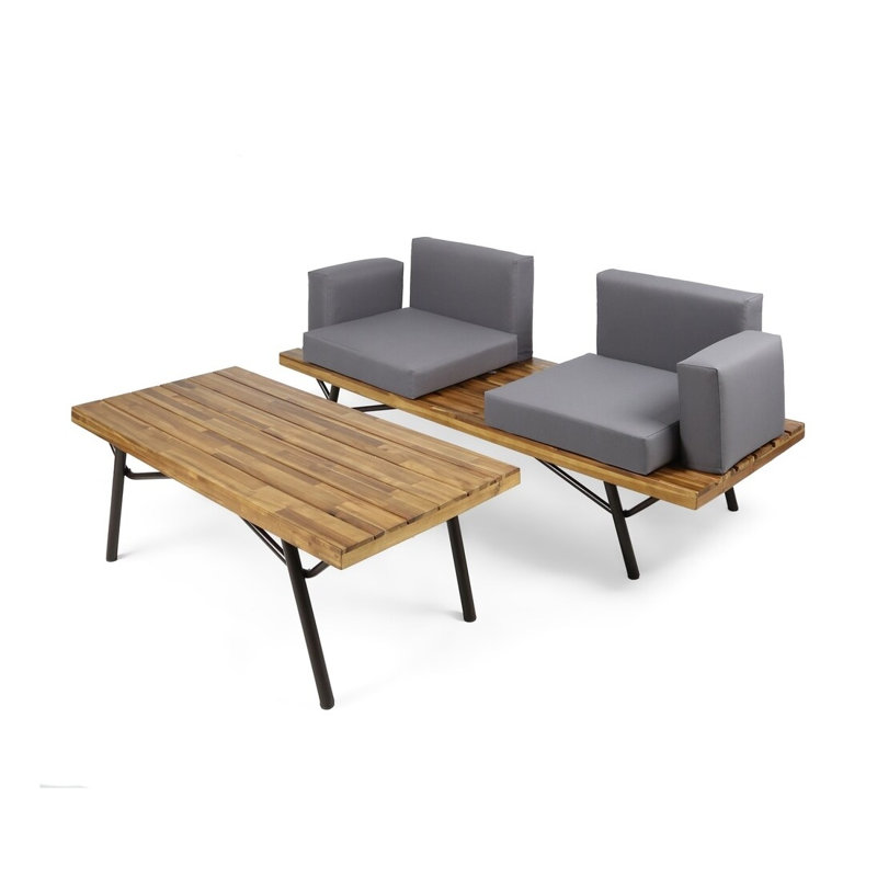 Causeuse d'extérieur avec table basse Canoga