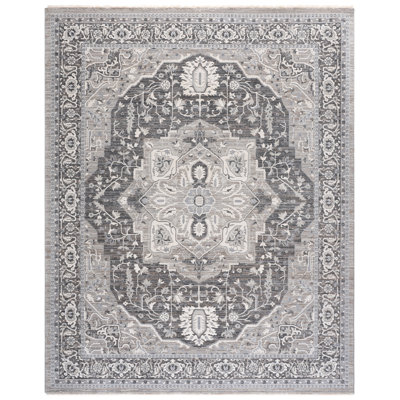 Clover Oriental Area Rug in Beige / Charcoal