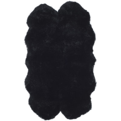 Tateos Handmade Shag Sheepskin Black Area Rug