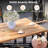 7 Pcs Acacia Wood Patio Dining Set 6 Armchairs And 69" Table With 2" Umbrella Hole