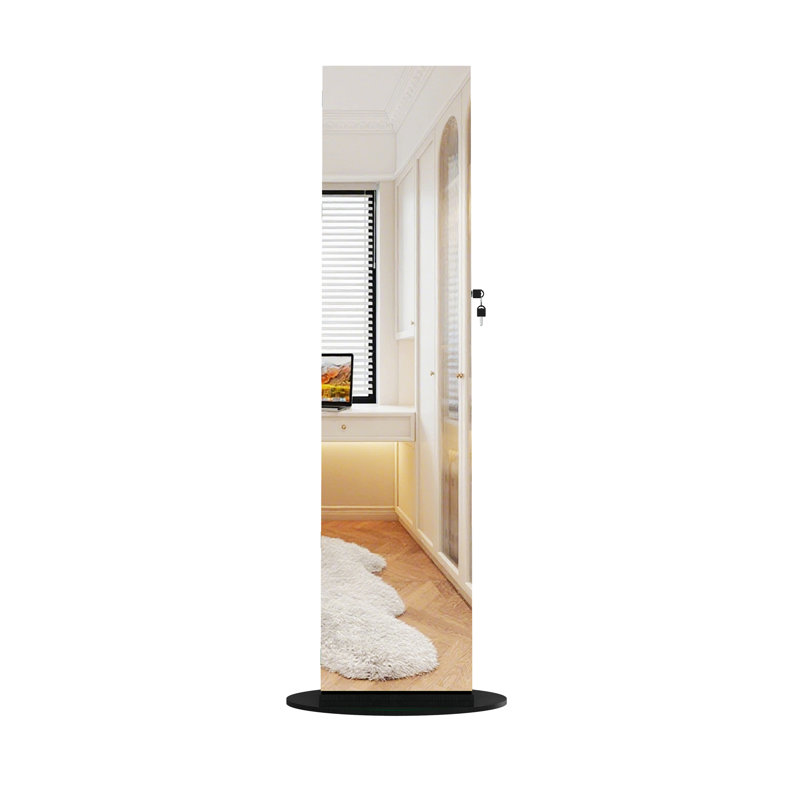 360°Swivel Jewelry Cabinet With Full Length Mirro, 62.3" x 21.6", Black
