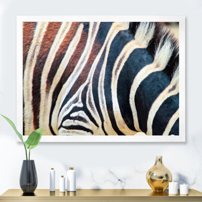 Détail des lignes de zèbre noir et blanc I - reproduction sur toile