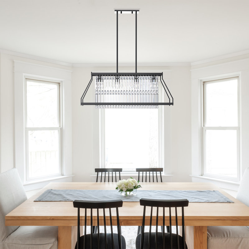 Vadimas Black Metal Crystal Chandelier for Kitchen Island with 4 - Light Dimmable