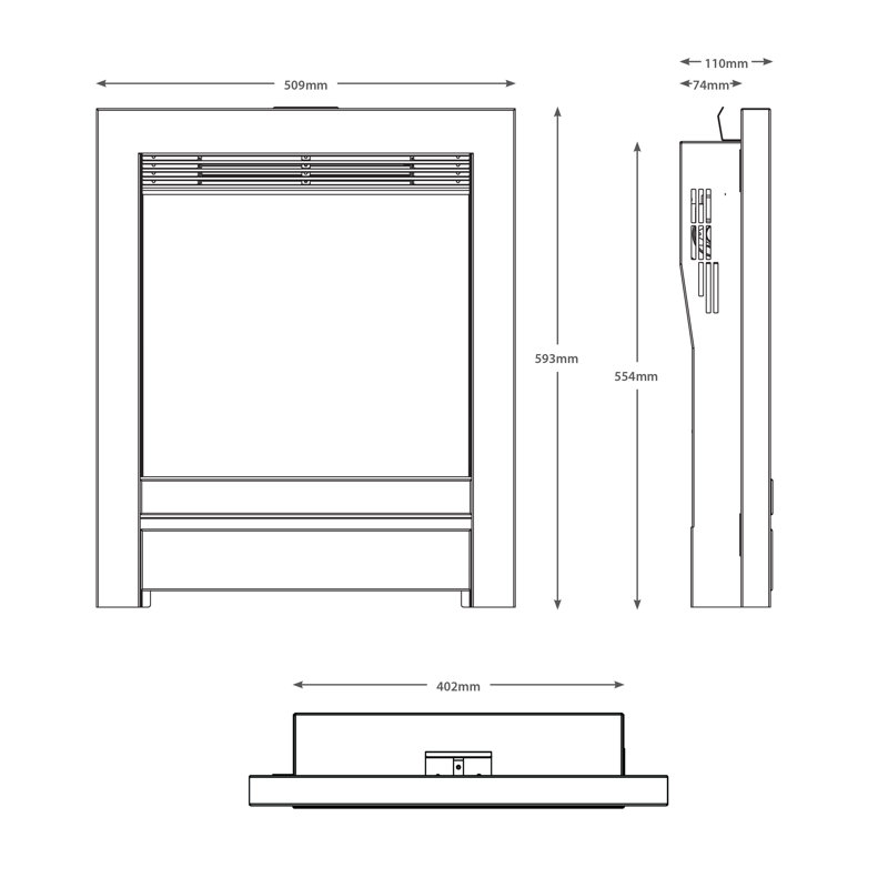 Beam 16" Inset Electric Fire, Black Nickel