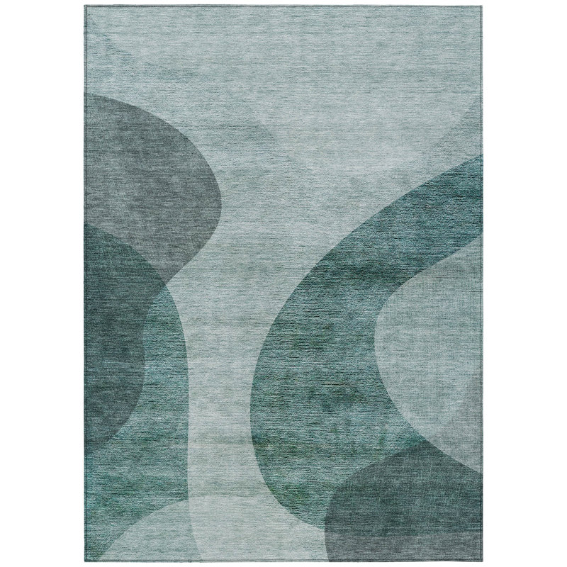 Tapis extérieur lavable abstrait vert et sauge 9 pi x 12 pi