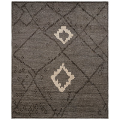 Urban Ridge Wool Hand Knotted Area Rug in Charcoal Lattice