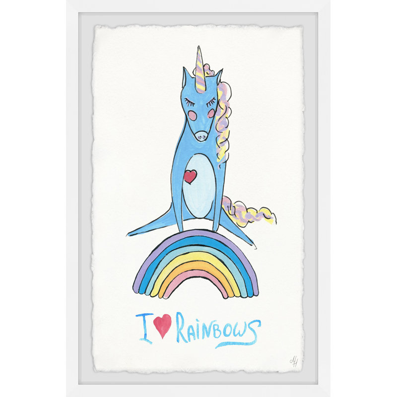 Cota Playful Rainbow Unicorn - Single Picture Frame Painting, 45cm H x 38cm W