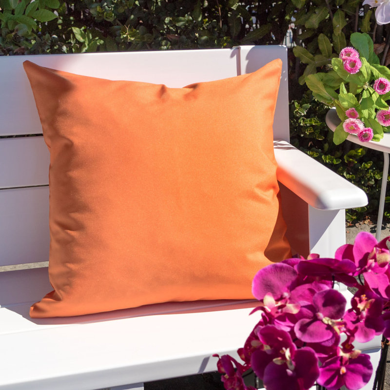 Outdoor Reversible Throw Pillow, Orange, 18" x 18"