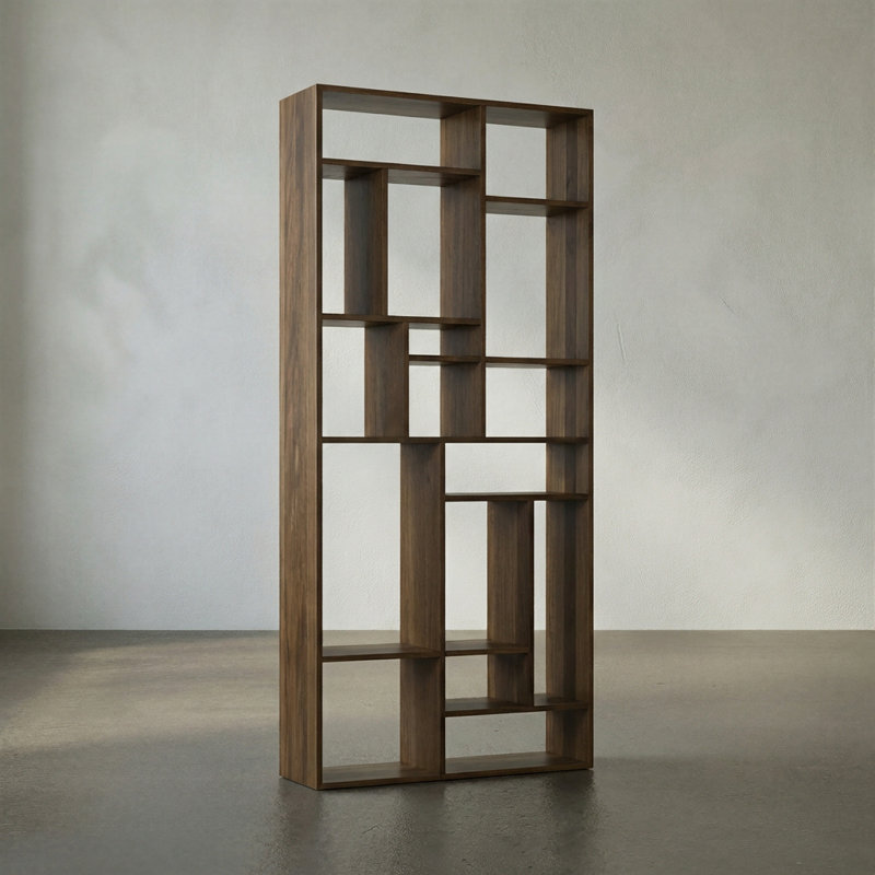 Malic Solid Wood Geometric Bookcase