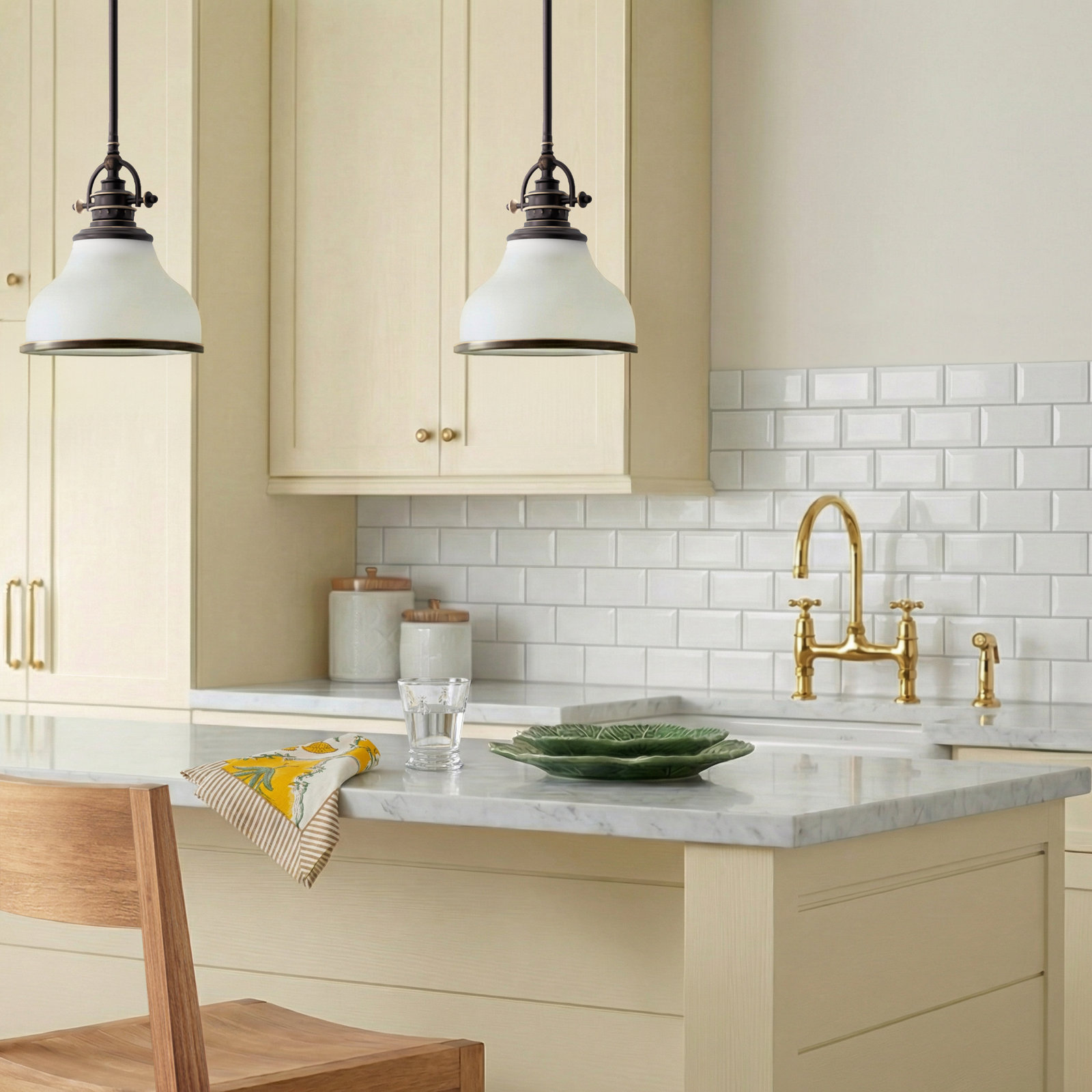 Maybery 1 - Light Single Dome Pendant, Palladian Bronze, 9.5" H x 8" W x 8" D, Opal Etched Glass