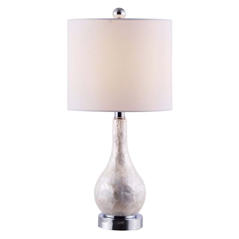 Ivory Seashell Resin Table Lamp with White Shade