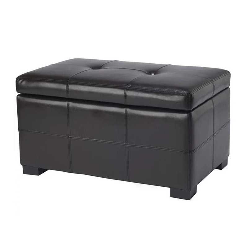 Repose-pieds de rangement rectangulaire en similicuir de 30,1 po Kamyra, Simili cuir rouge