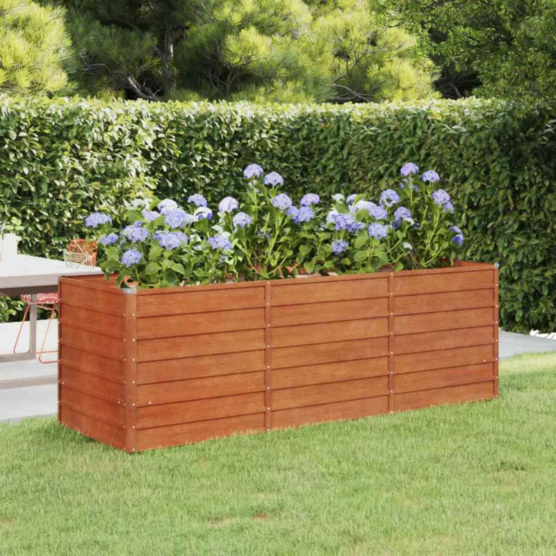 Garden Raised Bed Rusty Corten Steel Large Durable Outdoor Garden Vegetable Bed, 94.5" H x 94.5" W x 30.3" D