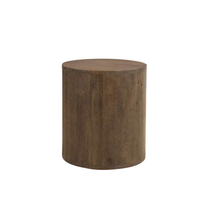 18" Solid Wood Round End Table, Wood Brown