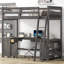 Twin Size Loft Bed With U-Shaped Desk, Drawers And Storage Shelves, Bedframe-321746832