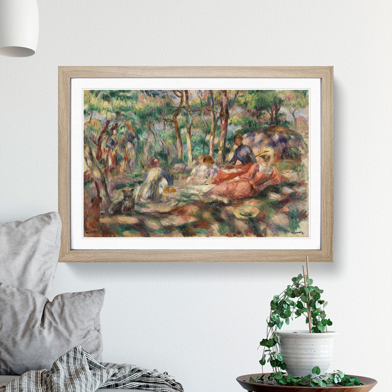 Picnic by Pierre-Auguste Renoir - Picture Frame Painting, 65cm H x 90cm W x 2cm D, Oak Framed