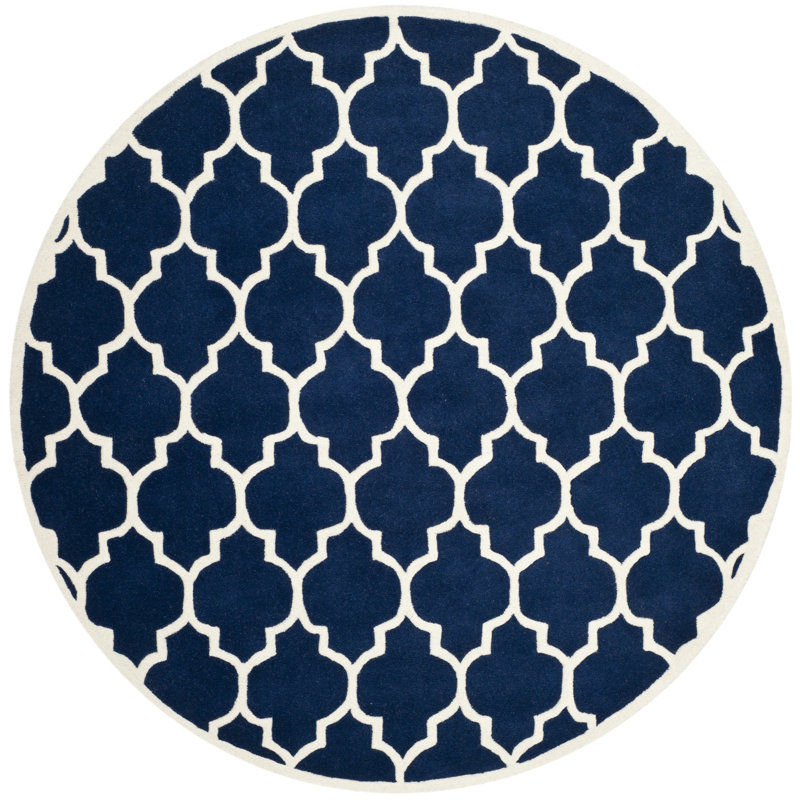Carolene Hand Tufted Wool Geometric Rug, Round 5'