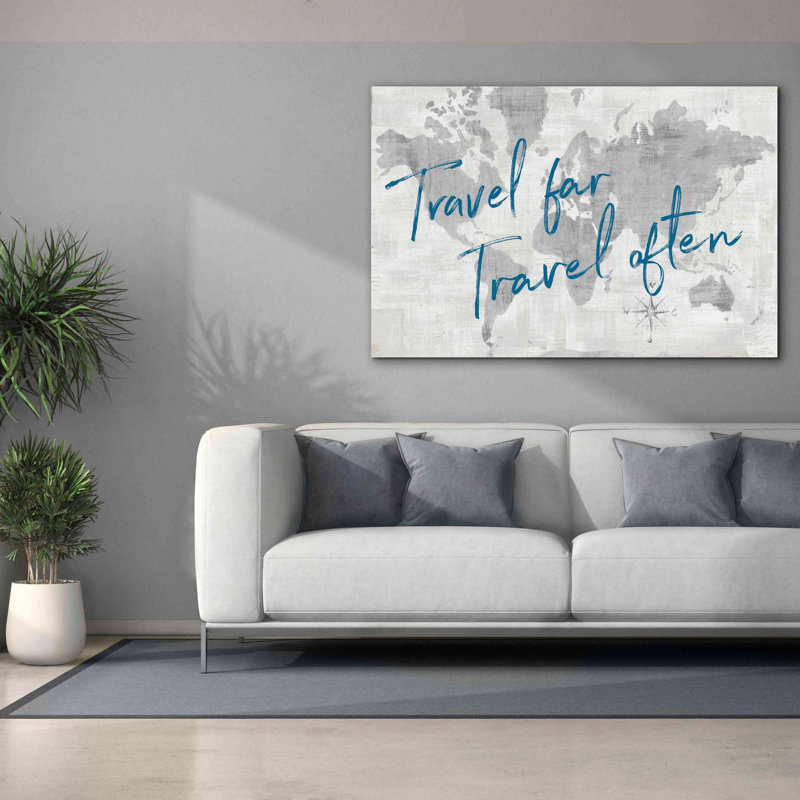 «World Map Collage Travel» par Sue Schlabach, estampe numérique sur toile, L 60 po x H 40 po