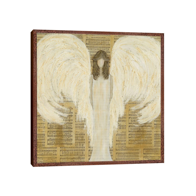 Musical Angel by Ashley Bradley - Print on Canvas, 93.98 cm H x 93.98 cm W, Classic Brown Wood Framed