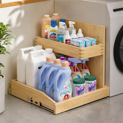 Organisateur double réglable sous évier (57 cm L x 54 cm P), cadre en U avec fermeture amortie, pour cuisine et salle de bain