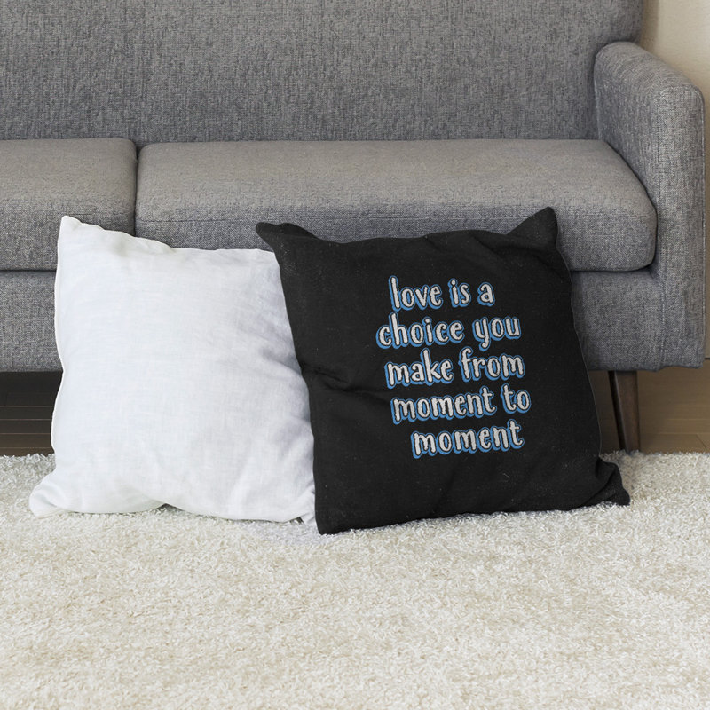 Coussin de sol Love is a choice, H 28 po x l 28 po, Bleu