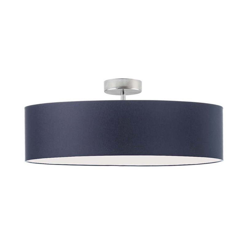 Audriona Semi Flush Mount, Brushed Steel, 30cm H x 50cm W x 50cm D, Navy Blue