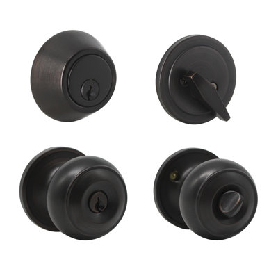 Handle With Knob And Deadbolt Reversible Entry Set