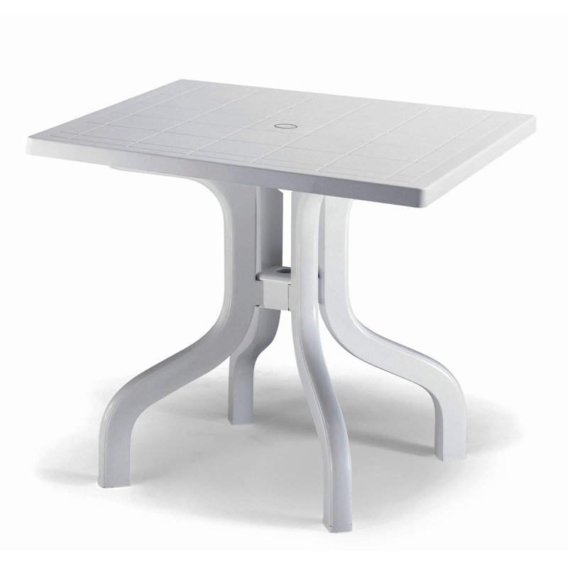 Leela Square Outdoor with Umbrella Hole Dining Table - 80 cm W 80 cm D, White