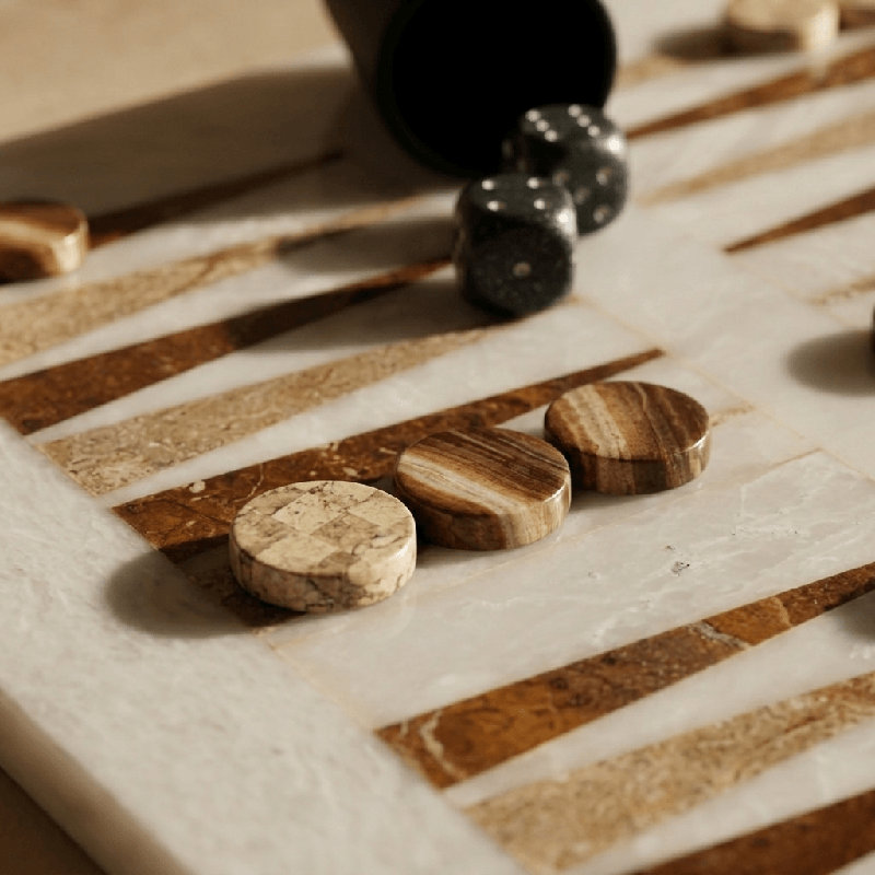 Ensemble de jeu de backgammon de luxe en marbre - Jeu de backgammon exquis