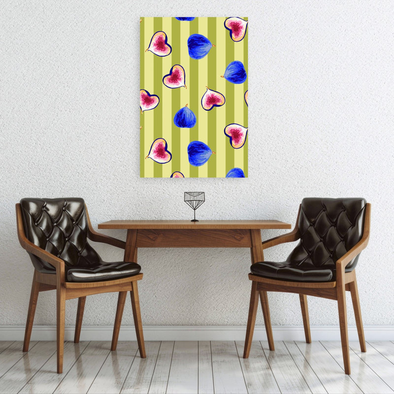 Vibrant Fig Pattern Colorful Playful Vibrant Fruit Summer Wall Art Print by Karen Menzenbach - Wrapped Canvas Print