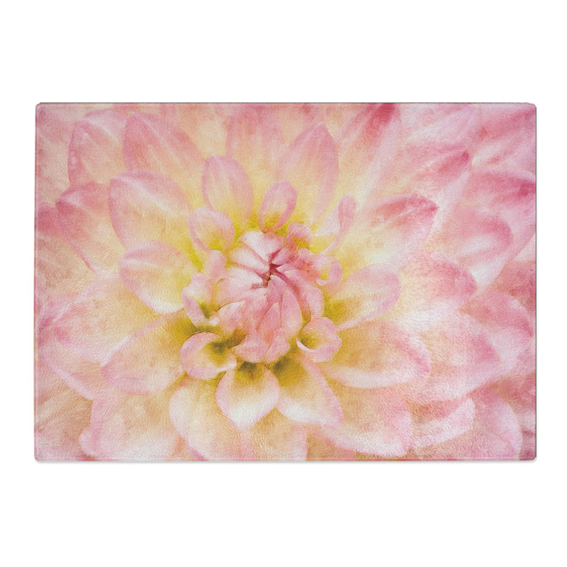 Tempered Glass Pink Dahlia Flower Abstract Chopping Board, 20 cm x 28.5 cm