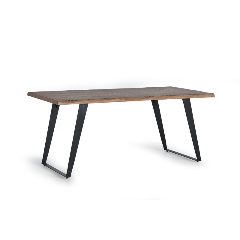 Galles Acacia Solid Wood Top Metal Base Dining Table