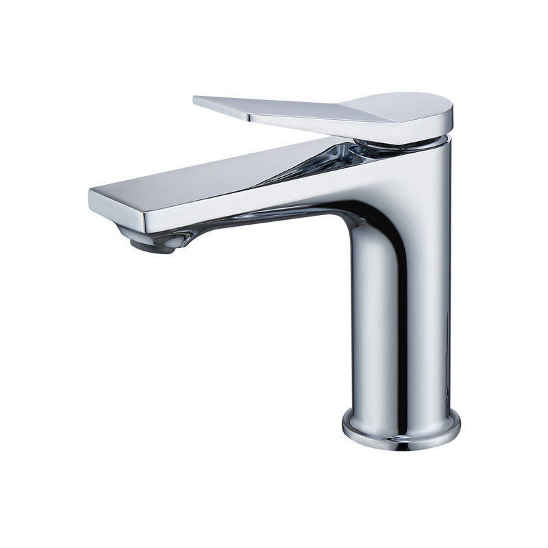 Robinet de salle de bain chromé à poignée simple avec débit de 9 L / min, fabrication en zinc, installation facile et aérateur Soft-Touch