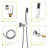 Shower System Kit - 16 Inch Ceiling Mount Square Dual Head With -Balanced Valve, Rainfall And Handheld, Easy Installation Browning Resistance Mounted In-120951930