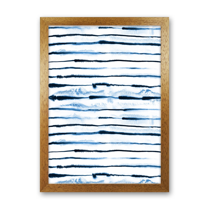 Electric Ink Lines White - Print, Brown Framed, 34cm H x 25cm W x 3cm D